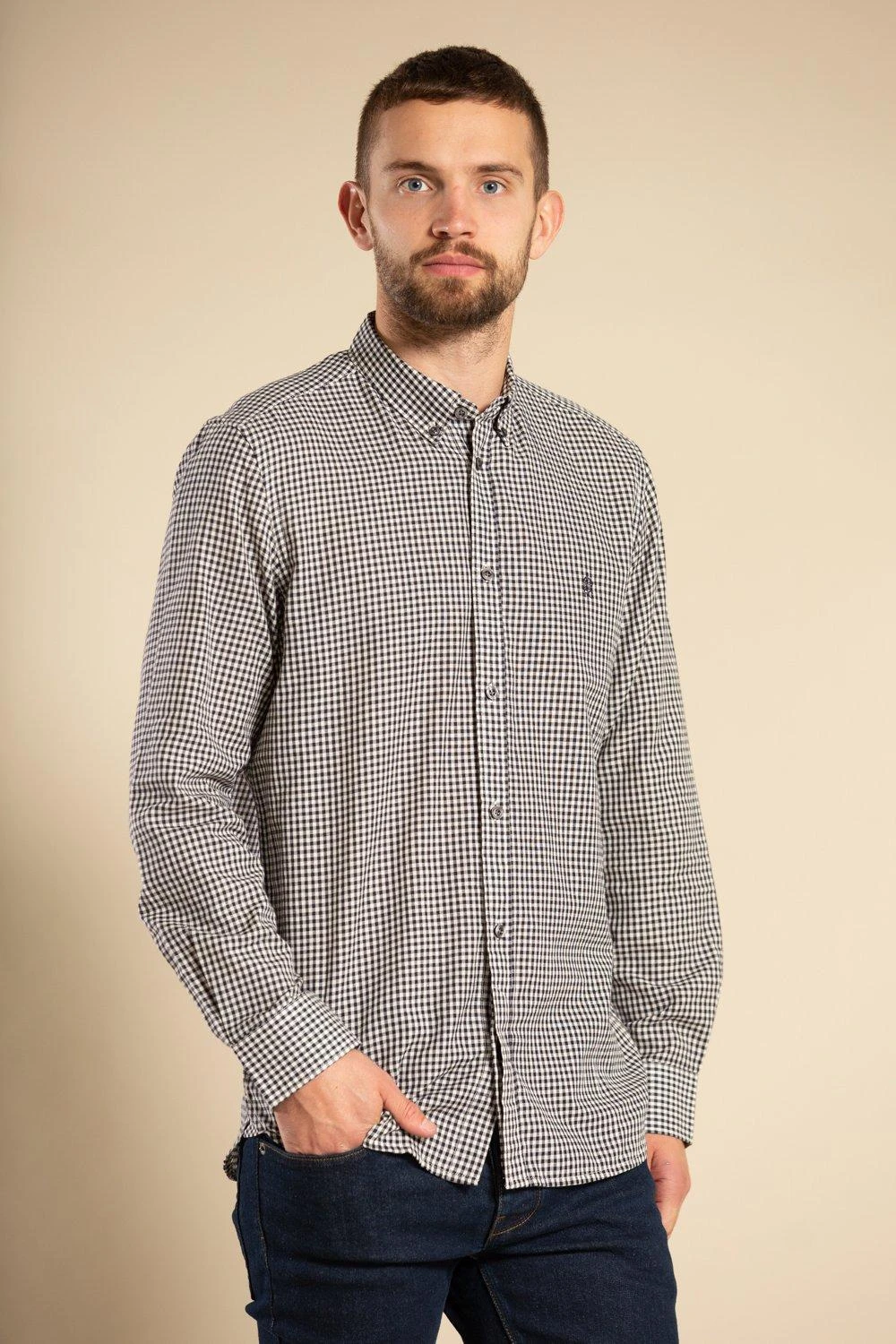 French Connection Cotton Long Sleeve Gingham Shirt 3 French Connection Cotton Long Sleeve Gingham Shirt