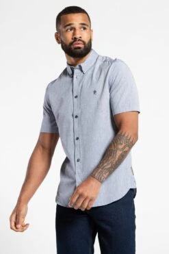 French Connection Cotton Short Sleeve Oxford Shirt -Joe Browns Store m195537074393 blue xl 3