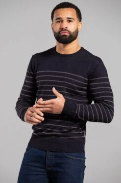 French Connection Crew Neck 3/4 Stripe Jumper -Joe Browns Store m195537236210 navy xl 2