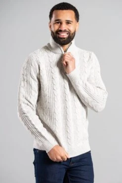 French Connection 1/2 Zip Cable Knit Jumper -Joe Browns Store m195537240118 ecru xl 2