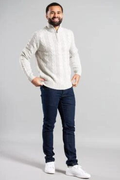 French Connection 1/2 Zip Cable Knit Jumper -Joe Browns Store m195537240118 ecru xl 3