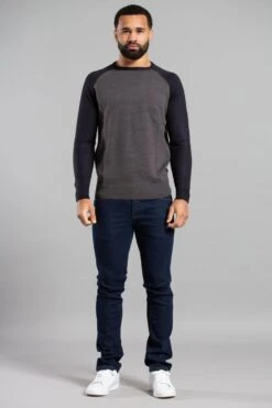 French Connection Crew Neck Raglan Jumper -Joe Browns Store m195537246288 charcoal xl 2