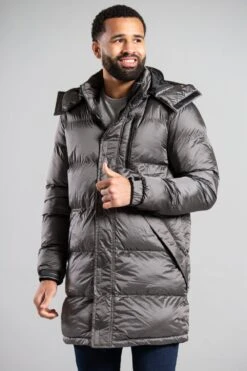 French Connection Hooded Padded High Shine Puffer Jacket