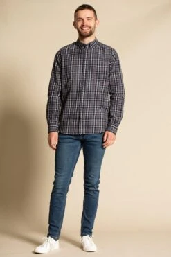 French Connection Cotton Long Sleeve Check Shirt -Joe Browns Store m195537284457 navy xl 2