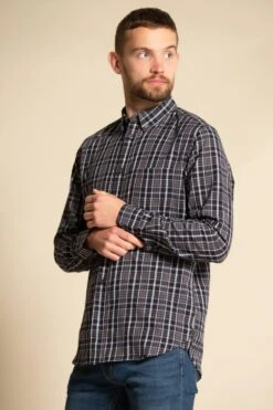 French Connection Cotton Long Sleeve Check Shirt -Joe Browns Store m195537284457 navy xl 3