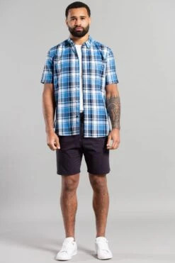 French Connection Cotton Short Sleeve Check Shirt -Joe Browns Store m195537428844 blue xl 2