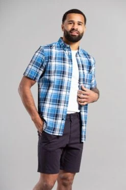 French Connection Cotton Short Sleeve Check Shirt -Joe Browns Store m195537428844 blue xl 3