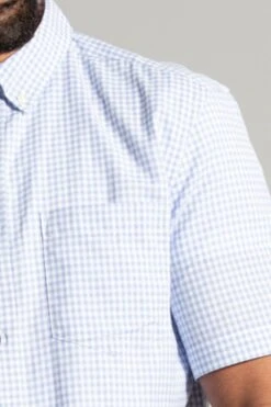 French Connection Cotton Short Sleeve Gingham Shirt -Joe Browns Store m195537473493 light20blue xl 3