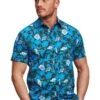 Short Sleeve Hawaiian Print Shirt -Joe Browns Store m5056292755499 mid20blue xl