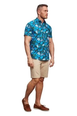 Short Sleeve Hawaiian Print Shirt -Joe Browns Store m5056292755499 mid20blue xl 3