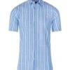 Short Sleeve Multi Stripe Linen Cotton Shirt