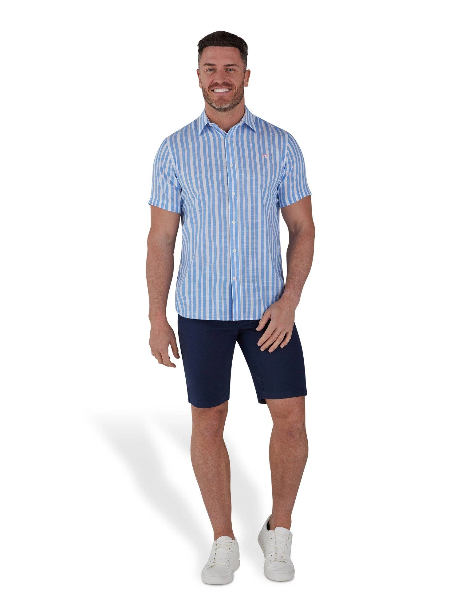 Short Sleeve Multi Stripe Linen Cotton Shirt 4 Short Sleeve Multi Stripe Linen Cotton Shirt - Image 2