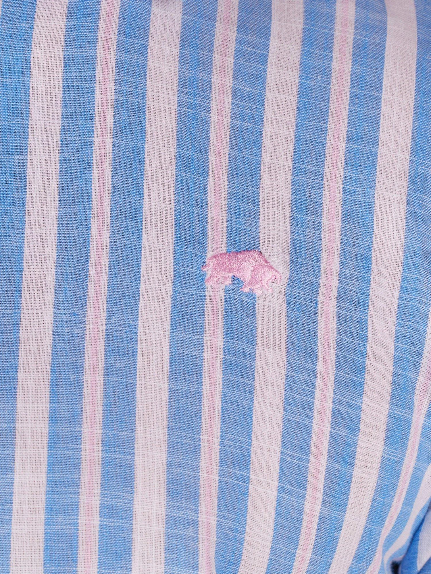 Short Sleeve Multi Stripe Linen Cotton Shirt 5 Short Sleeve Multi Stripe Linen Cotton Shirt - Image 3