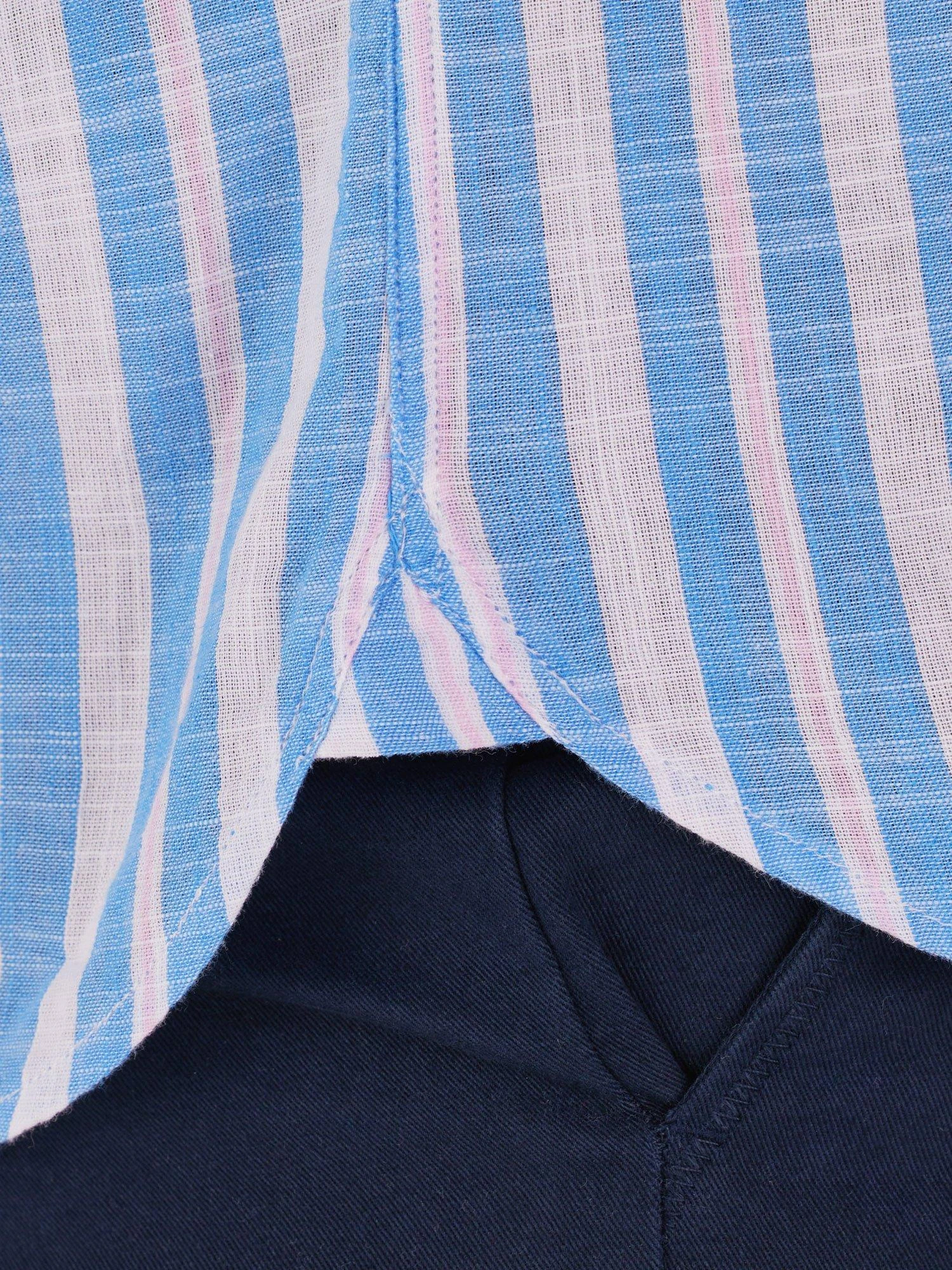 Short Sleeve Multi Stripe Linen Cotton Shirt 7 Short Sleeve Multi Stripe Linen Cotton Shirt - Image 5
