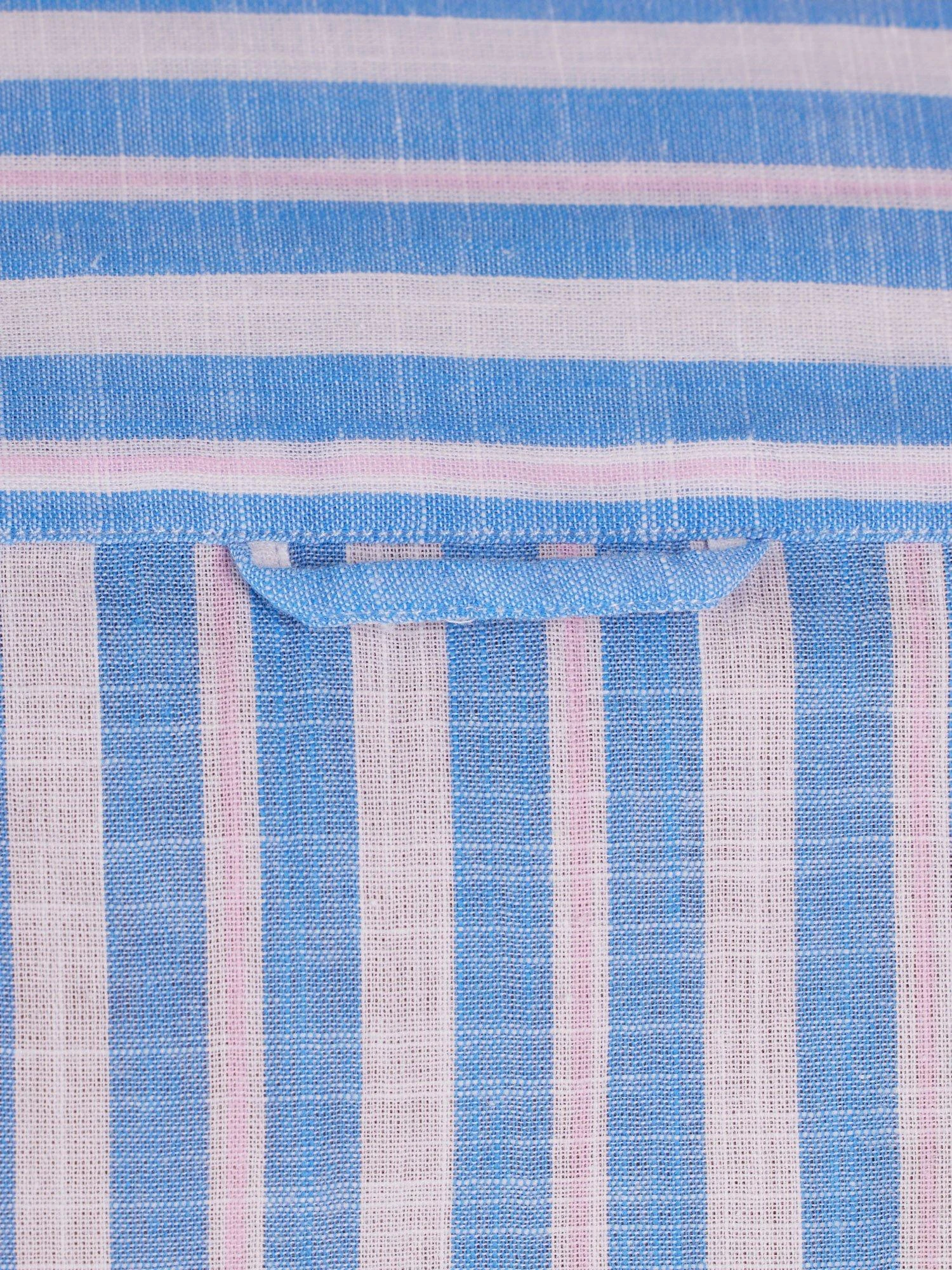 Short Sleeve Multi Stripe Linen Cotton Shirt 8 Short Sleeve Multi Stripe Linen Cotton Shirt - Image 6