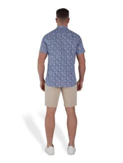 Short Sleeve Leaf Print Poplin Shirt -Joe Browns Store m5056292770348 white xl 2