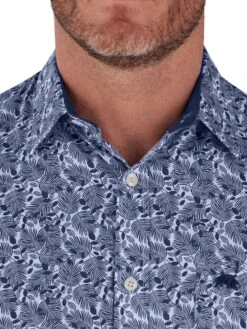 Short Sleeve Leaf Print Poplin Shirt -Joe Browns Store m5056292770348 white xl 4