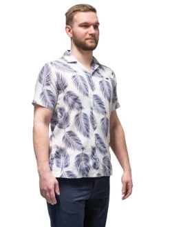 Short Sleeve Palm Leaf Cotton Linen Shirt -Joe Browns Store m5056292770478 white xl 1