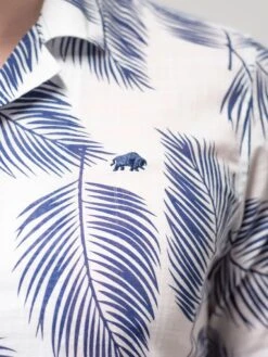 Short Sleeve Palm Leaf Cotton Linen Shirt -Joe Browns Store m5056292770478 white xl 2