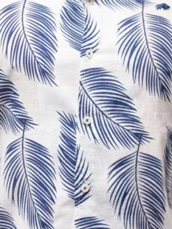 Short Sleeve Palm Leaf Cotton Linen Shirt -Joe Browns Store m5056292770478 white xl 3