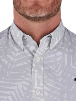 Short Sleeve Palm Tree Poplin Shirt 11 Short Sleeve Palm Tree Poplin Shirt -Joe Browns Store m5056292770515 grey xl 3