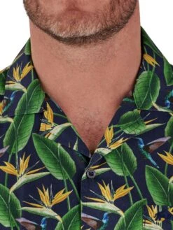 Short Sleeve Tropical Print Poplin Shirt -Joe Browns Store m5056292770652 navy xl 3