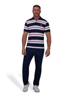 Two Tone Stripe Polo -Joe Browns Store m5056292770997 navy xl 1