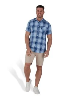 Short Sleeve Large Check Linen Cotton Shirt -Joe Browns Store m5056292772571 light20blue xl 1