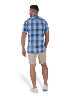 Short Sleeve Large Check Linen Cotton Shirt -Joe Browns Store m5056292772571 light20blue xl 5