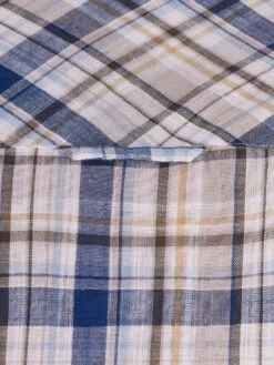 Short Sleeve Micro Plaid Linen Cotton Shirt -Joe Browns Store m5056292772830 khaki xl 5