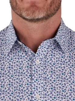 Short Sleeve Flower Print Poplin Shirt -Joe Browns Store m5056292773035 purple xl 3