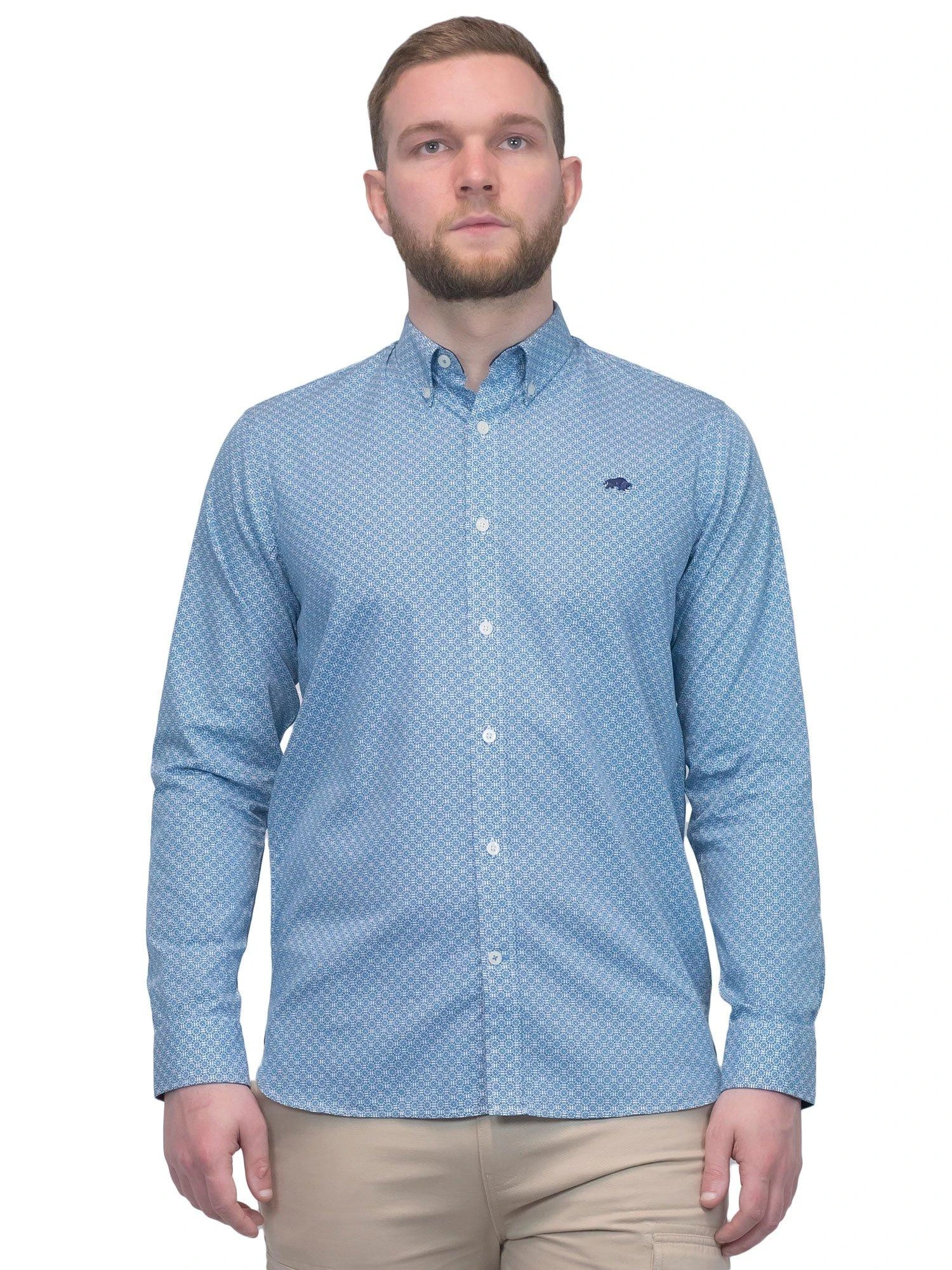 Long Sleeve Geometric Print Poplin Shirt 3 Long Sleeve Geometric Print Poplin Shirt