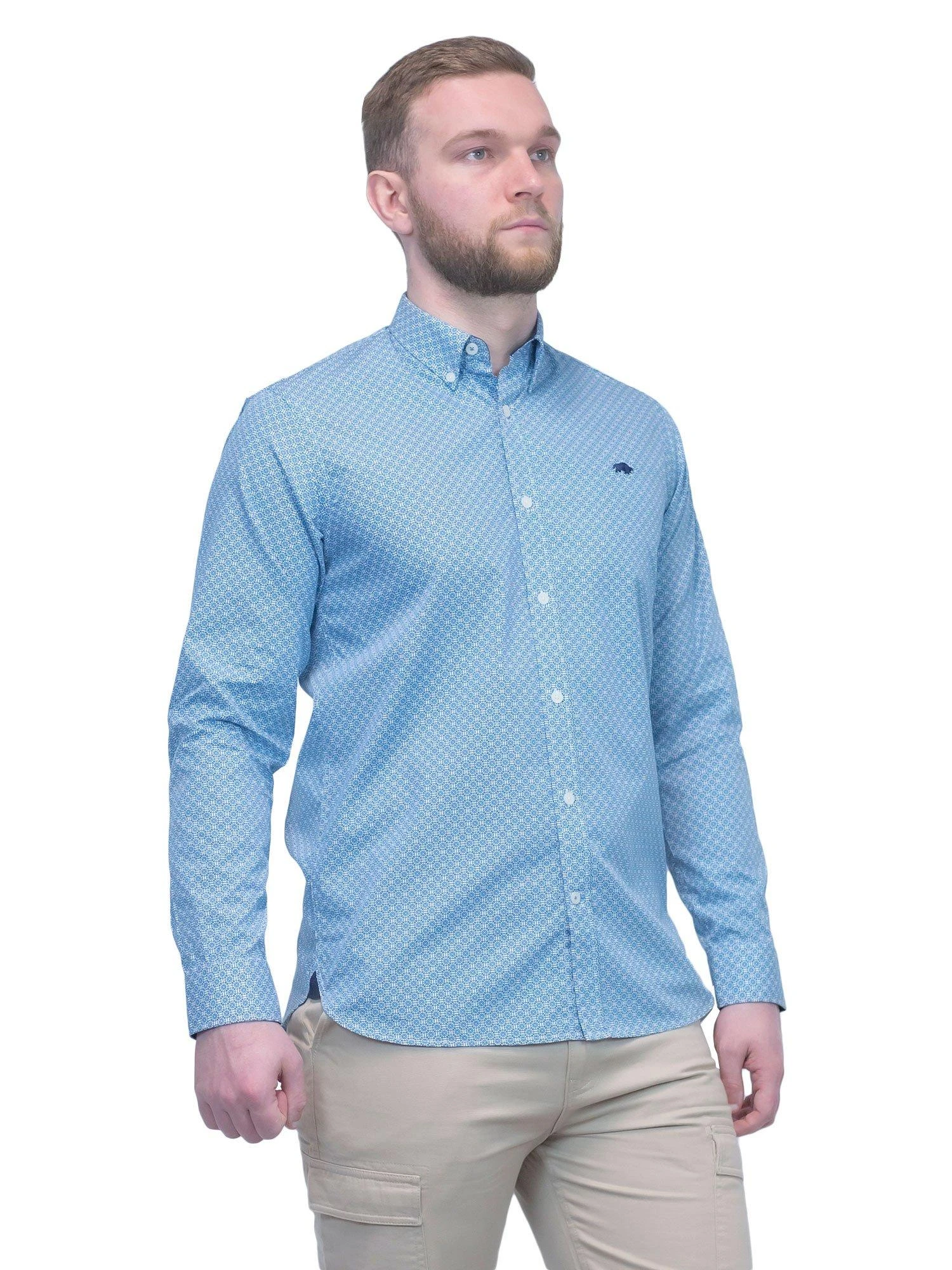 Long Sleeve Geometric Print Poplin Shirt 4 Long Sleeve Geometric Print Poplin Shirt - Image 2