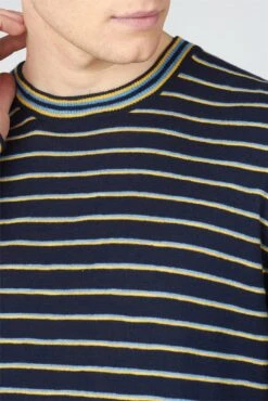 Ben Sherman Cotton Slub Stripe Crew -Joe Browns Store m5059508012140 navy xl 2