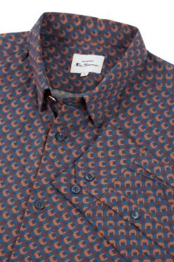 Ben Sherman Long Sleeve Retro 70s Geo Print Shirt -Joe Browns Store m5059508222525 beige xl 4