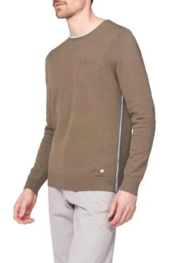 Crew Neck Cotton Jumper With Pocket
