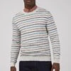 Ben Sherman Fine Stripe Crew -Joe Browns Store m5059508326414 ivory xl