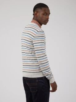 Ben Sherman Fine Stripe Crew -Joe Browns Store m5059508326414 ivory xl 2