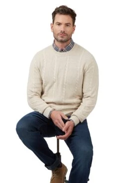 The Stewart Crew Neck Cable Jumper -Joe Browns Store m5059508432962 ecru xl 4