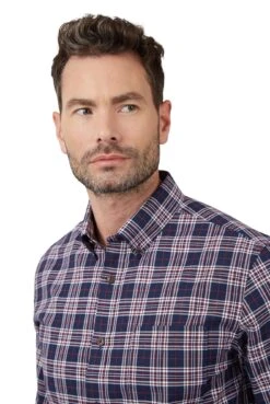 Long Sleeve Leston Linear Tartan Shirt -Joe Browns Store m5059508445849 navy xl 3