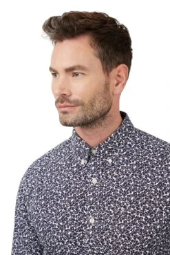 Long Sleeve Leston Mono Floral Print Shirt -Joe Browns Store m5059508446044 navy xl 3