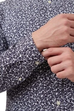 Long Sleeve Leston Mono Floral Print Shirt -Joe Browns Store m5059508446044 navy xl 4