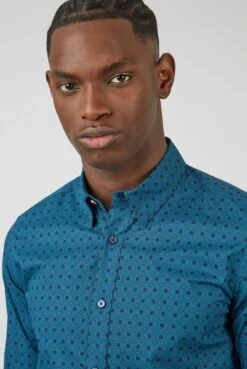 Ben Sherman Abstract Geo Print Shirt -Joe Browns Store m5059508550680 teal xl 4