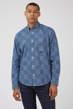 Ben Sherman Chambray Patchwork Geo Print