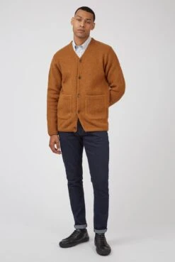 Ben Sherman Boiled Wool Cardigan -Joe Browns Store m5059508574969 brown xl 1