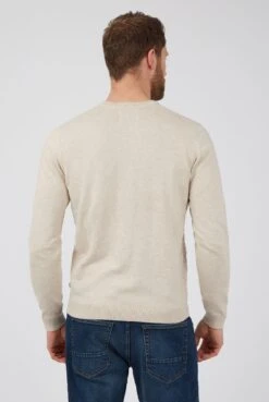 Raised Geo Knit Crew -Joe Browns Store m5059508656962 beige xl 2
