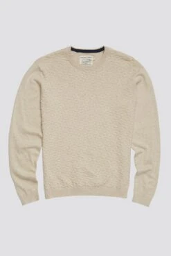 Raised Geo Knit Crew -Joe Browns Store m5059508656962 beige xl 3