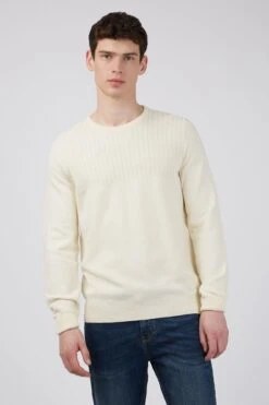 Texture Block Crew Neck Jumper