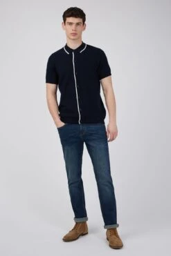 Short Sleeve Polo Knit With Tipping -Joe Browns Store m5059508662086 navy xl 1