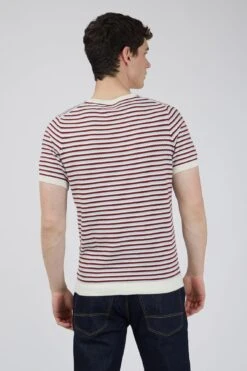 Short Sleeve Stripe Crew Knitted Tee -Joe Browns Store m5059508662277 beige xl 2